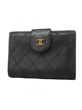 Chanel Wallet Bicolor Caviar Leather Black Gold